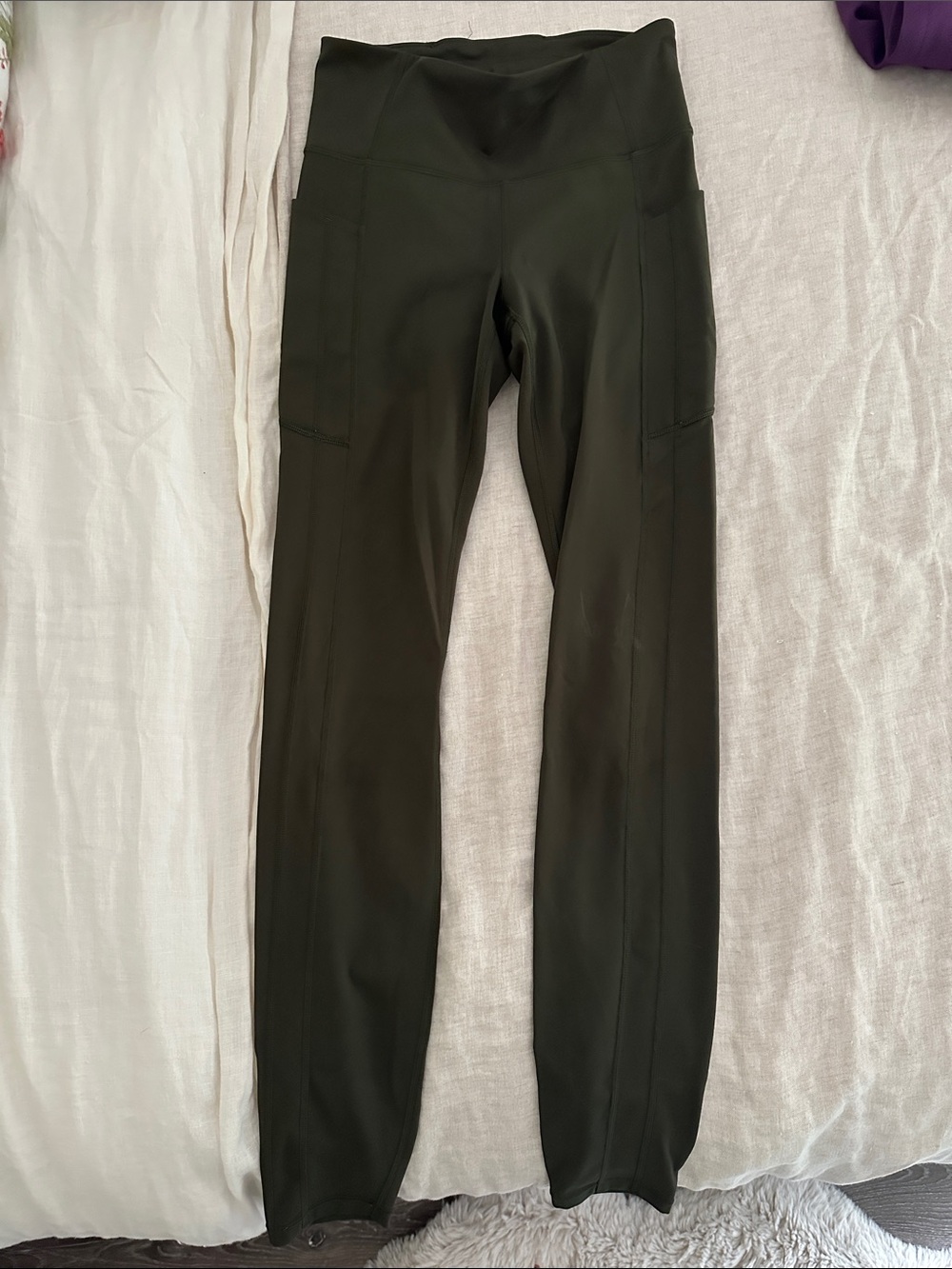 Athleta Stash II Olive High-Rise Leggings with Side Pockets